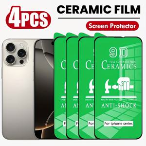 TEMU For iPhone 16/15 Pro Max/14 Plus/13/12/11 Pro Max/X/XR/XS Max용 4팩 소프트 세라믹 필름, 전체 화면 보호, 고화질 뷰, 긁힘 방지, 지문 방지, 폴리에스터 소재, 광택 표면