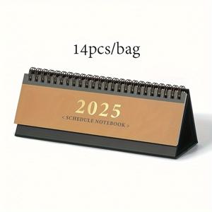 TEMU 1개 2025년 데스크 캘린더 - 파스텔 디자인, 일일 보기 및 메모 섹션, 중국어/영어 이중 언어, 사무실 계획 및 일정 관리에 완벽