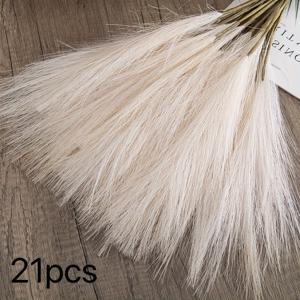 TEMU 21개 인공 팜파스 그라스 부케, 55cm - 홈 데코용 리얼리스틱 베이지 인조 꽃 장식, 크리스마스, 할로윈, 이스터, 추수감사절, 하누카에 완벽 - 용기 미포함, 휴일 장식|자연스러운 룩|패브릭 꽃, 팜파스 그라스 장식