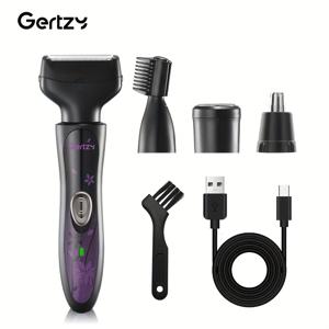 TEMU GERTZY 여성용 4-in-1 전기 면도기, USB 충전, 패션 핑크 디자인, 전체 신체 털 제거 효율성, 팔과 다리용 휴대용 면도기, 이상적인 크리스마스 및 아버지의 날 선물, 면도기 충전