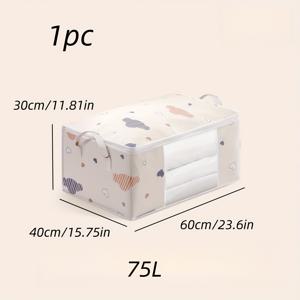 TEMU 1개 초대형 부직포 보관 가방, 지퍼 & 손잡이 포함 - 내구성 있고 공간 절약형, 침실, 옷장, 여행 필수품용 정리함 - 화이트