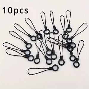 TEMU 10개 DIY 작은 원형 휴대폰 끈 액세서리 작은 로프 헤드 블랙 로프 버클 휴대폰 케이스 쥬얼리 체인 휴대폰 끈 플라스틱 DIY 폰 케이스 액세서리 가방 액세서리