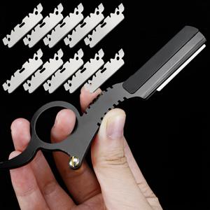 TEMU 남성용 XG 레트로 면도기 키트 - 10pcs 스테인레스 스틸 블레이드, 조절 가능한 긴장력으로 클래식한 빈티지 바버 면도기, 면도, 머리깎기, 콧수염 형성 및 눈썹 트리밍에 이상적, 면도 필수품 | 빈티지 면도기 디자인 | 내구성 있는 면도기 블레이드, 면도 용품