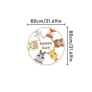 TEMU 푹신한 만화 동물 라운드 매트 - 초소프트, 10mm 두께, 1000g/평방미터, 미끄럼 방지 & 세탁기 사용 가능 - 어린이 방, 거실, 놀이 공간에 완벽 - 귀여운 사자, 곰, 토끼, 기린 디자인, 거실용 러그