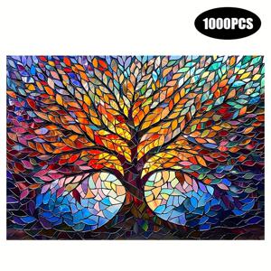 TEMU 1000개 퍼즐, 생명의 나무 디자인, 아름다운 , 성인 및 가족 엔터테인먼트, 생일, 크리스마스, , 부활절에 이상적인 선물, 주된 재료: 종이, 혼합 색상