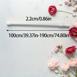 TEMU 1개 조절 가능한 긴장 커튼 로드, 다목적 드릴 없음 금속 텔레스코픽 폴, 욕실, 주방, 창문 실, 발코니, 거실, 다용도 문, 창문, 옷장 지원, 옷걸이 바