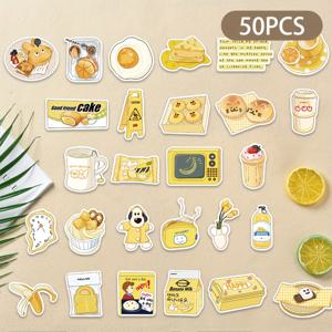 TEMU 50개 세트 노란색 소금 시리즈 스티커, PVC 소재, 아이패드, 노트북, 일기장, 폰 케이스, 기타, 스케이트보드, 공예 용품, 브랜드: YWWBLD|일기장