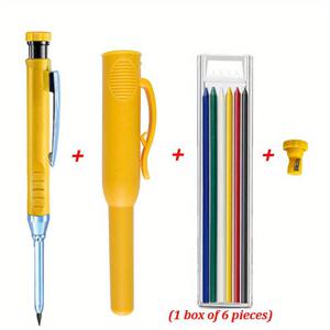 TEMU 2.8Mm 금속 목공 펜슬 4개 세트, 6가지 색상으로 제공되며, 깊은 구멍 마킹에 적합한 보호 플라스틱 케이스로 설계된, 목공 및 공학 도면에 적합한 미세한 쓰기 도구.
