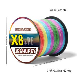 TEMU 1스풀 JESHUPEY X8 PE 낚시줄 300/500m 고가시성 멀티컬러 8중 브레이드 초강력 라인, 롱캐스팅 & 트롤링 모터용, 해수·담수 사용 가능, 내구성 강한 낚시장비, 슈퍼스트롱 소재, 멀티컬러 브레이드, 전문낚시꾼 필수품