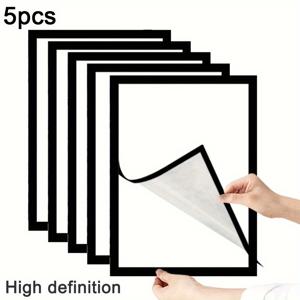 TEMU 5개 세트 A4 크기 PVC 자석 사진 프레임 스티커, 비즈니스 및 증명서, 방 장식, 폴더 라벨을 위한 자체 접착 벽걸이 디스플레이 보호자
