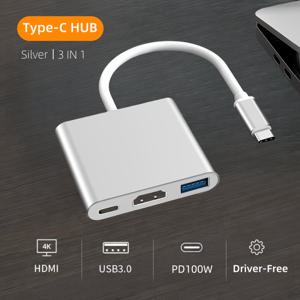 TEMU USB C to HDTV 어댑터, MacBook Pro/Air 및 iPad Pro용 4K 멀티포트 오디오 비디오 컨버터 - USB C, USB 3.0 및 HDTV 포트 지원