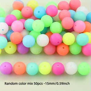 TEMU 50개 발광 실리콘 비즈, 12/15mm - DIY 열쇠고리, 팔찌 및 주얼리 만들기용 생생한 라운드 스페이서 비즈, 부드럽고 내구성 있는 공예 재료, 열쇠고리 액세서리 | 재미있는 디자인 | 발광 비즈, 실리콘 캐릭터 비즈
