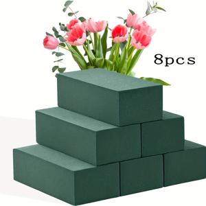 TEMU 신선하고 실크 꽃 장식에 적합한 8개 그린 플로랄 폼 블록 - 고품질 장식 및 재료
