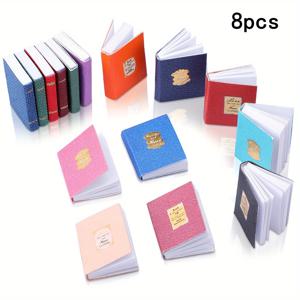 TEMU 2/4/8개 미니어처 책 세트, 다양한 색상, 인형의 집 도서관 및 공부방 장식, DIY 인형집 액세서리용 미니 노트북 모델 키트