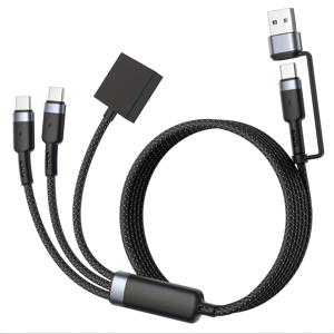 TEMU 1개 3-in-1 스마트워치 충전기 60W 데이터 케이블 자석식 휴대용 멀티인터페이스 무선 충전기 iWatch 시리즈 호환 다양한 전자기기 여행용 올인원 충전 케이블