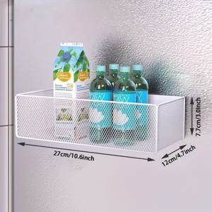 TEMU 1pc 다용도 자석 측면 보관 랙 - 새로운 스타일 조절 가능한 측면 바구니, 자석 정리함, 대용량 | 공간 절약 | 드릴링 필요 없음 | 가정, 냉장고, 세탁기에 적합 | 10.6*4.7*3.0 인치 대형, 조절 가능한 선반 | 자석 보관 랙 | 분말 코팅 마감, 측면 보관 랙, 랙