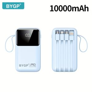 TEMU 10000/20000mAh 휴대용 파워 뱅크, PD20W 고속 충전기, 내장 /타입-C/USB 케이블 및 끈, LED 디스플레이 스크린, 컴팩트하고 가벼운, 아이폰, 기기/시계 호환, 야외 비상 여행 백업 배터리|보조배터리|C타입충전기|보조배터리20000