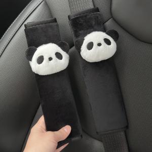 TEMU 2개 귀여운 팬더 안전벨트 장식품, 목 보호 및 긁힘 방지 - 자동차 내부를 꾸미는 팬더 아이템, 팬더 사랑하는 분들 필수!