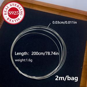 TEMU 1m/39.37인치 2m/78.74인치, S925 스털링 실버 와이어, 두께 0.3 / 0.4 / 0.5 / 0.6mm - DIY 주얼리 만들기 & 공예용, 목걸이 및 팔찌 제작에 이상적