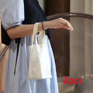 TEMU 2개 세트, 단색 캔버스 가방, 컴팩트 미니 지갑, 스타일리시 귀여운 캔버스 토트, 손수건 핸드백, 트렌디 캐주얼 선물 가방, 맞춤형 손그림 지갑, 장식 선물 가방, 소형 핸드백