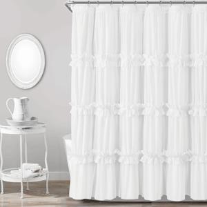 TEMU 1pc 우아한 화이트 리플링 샤워 커튼, 72x72 인치 - 기계 세탁 가능한 폴리에스터, 안감 없음, 모든 계절 욕실 장식에 적합한 아이렛, 현대적인 욕실 디자인에 완벽한 욕실 장식 | 리플링 텍스처 | 폴리에스터 원단, 욕실 샤워 커튼|샤워커튼