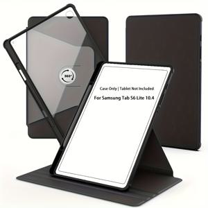 TEMU 삼성 갤럭시 Tab S6 Lite 10.4인치용 360도 회전 스탠드 케이스 - 가벼움, 긁힘 방지, 자동 깨어/잠, 연필 홀더, 내부 포켓이 있는 투명 뒷면, 미끄럼 방지 스탠드, 태블릿용 스탠드 | 조절 가능한 스탠드 | 가벼움
