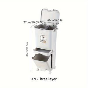 TEMU 34L/8.98GAL-37L/9.77GAL 일본식 주방 - 대용량, 이중 공간 건조/습식 분리 냄새 방지 발판 - 공간 절약 디자인, 바퀴로 굴러간다, 현대 주방 폐기물 관리 솔루션, 주방 폐기물 관리|현대 주방 |플라스틱 구조, 주방