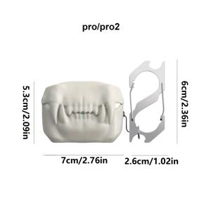 TEMU 원작 디자인 3D 호랑이 이빨 에어팟 케이스 할로윈 크리 에이티브 실리콘 이어버드 커버 애플 풀 시리즈 (프로/프로2/1-4 세대) 방지 충격 방지 재미있는 특별한 패션 액세서리 파티 휴일 선물, 남녀 공용 선물