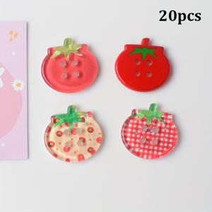 TEMU 20개 레진 토마토 모양 버튼, 빨간색 & 흰색 체크무늬 패턴 - DIY 헤어 액세서리, 스크랩북, 색상 혼합, 헤어 액세서리 용품, 스크랩북 액세서리, 생동감 있는 버튼 디자인, 내구성 있는 버튼 소재