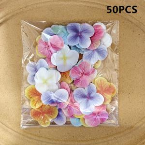 TEMU 50개 인조 수국 꽃잎 - 보라 & 화이트, DIY 스크랩북, 웨딩 데코, 비치 파티 플로럴 아레인지먼트, 레이 데이 크래프트, 홈 데코, 리얼한 질감의 인공 꽃, 이벤트 플래너용 장식품