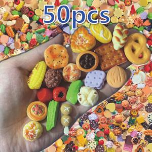TEMU 50개 랜덤 미니 음식 및 야채 조각 세트, 시뮬레이션 식품 모양 장식품, 소형 음식과 야채 레진 장식, 주방 장식에 적합, 깜짝 블라인드 백, 공예, 파티 선물 분류, 휴대폰 케이스 장식, 보석 만들기, 명절 선물, 부활절