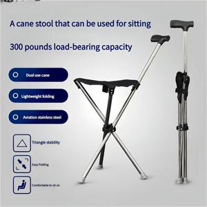 TEMU 스테인리스 스틸 조절 가능한 접이식 지팡이 - 인체공학적 그립, 미끄럼 방지 베이스 & 120.2kg 하중 용량, 경량 노인 이동 보조기구, 등산 및 여행용, 편안한 지지대, 고품질 그립