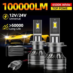 TEMU 2팩 고출력 외부 드라이버 Canbus 오류 없음 LED 램프 H1 H4 H7 H11 6500K 화이트 슈퍼 자동차 안개 조명 및 헤드라이트 12V 24V 9005 HB3 HB4 CSP 칩