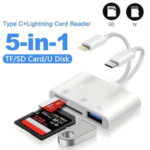 TEMU 카드 리더 - 번개/USB C/SD/TF 어댑터, 고속 데이터 전송, 사진가/여행자/학생을 위한 완벽한 선물, 아이폰/아이패드/맥북/삼성 안드로이드용 메모리 카드 리더