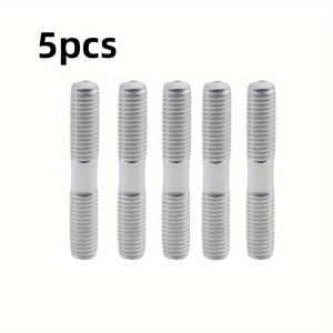 TEMU 5/6개 스테인리스 스틸 풀 스레드 양방향 헥스 볼트 M8x50mm - 왼손 나사산, 중공기계 및 기계 연결용, 장비 조립, 광택 마감, 내구성 강화, 정밀 고정, 산업용 하드웨어, 기계 제조업체용
