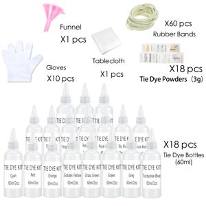 TEMU DIY 타이다이 키트, 18가지 생생한 색상 병 세트, 대규모 그룹 및 성인용 비독성 영구 염료, 공예 패브릭 텍스타일 파티 DIY 수제 프로젝트, 핸드메이드 패브릭 티 다이