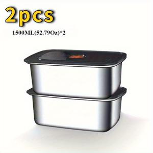 TEMU 2개, 52.79oz 대용량 스테인리스 스틸 도시락통 (잠금 뚜껑), 누수 방지 식품 보관 용기, 식기세척기 & 냉장고 사용 가능, 메일프렙, 오피스 점심, 피트니스 다이어트, 캠핑 여행 - 컴팩트 스택형 디자인