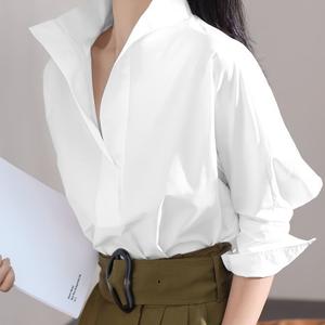 TEMU 여성용 캐주얼 롱 슬리브 셔츠 - 하이넥 세미시어 블라우스, 솔리드 컬러 기계세탁 가능 우아한 오피스 & 데일리 탑, 사계절 활용 가능한 여성 패션, 비투명 소재