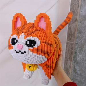 TEMU 11000피스 대형 오렌지 고양이 애완동물 빌딩 블록 세트 파티 게임 장식 DIY 3D 퍼즐 수제 만화 조립 창의적 연결식 어른용 이스터 할로윈 크리스마스 생일 선물