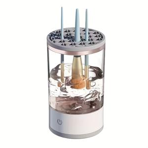 TEMU USB 전원 메이크업 브러시 클리너 - 멀티브러쉬 세척 시스템, 무핸들 디자인, 무향 & 배터리 불필요, 효율적인 물 순환 및 건조 기능, 뷰티 블렌더 및 스펀지 청소용, 슬림한 모던 디자인, 투명 뚜껑 포함