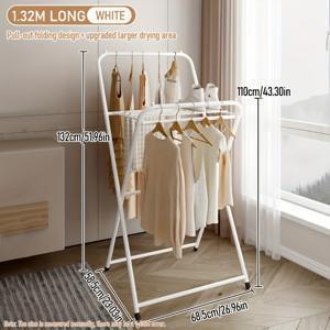 TEMU 접이식 금속 옷 건조대, 미끄럼 방지 비즈, 높이 132cm, 두꺼운 X-프레임 - 공간 절약형 다층 의류, 담요, 바지 - 실내 사용을 위한 내구성, 광택 마감, 옷 건조대|빨래건조대