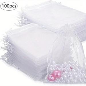 TEMU 100개 삼베 끈주머니 크리스마스 파티 웨딩 선물 가방, 결혼식 및 휴일용 삼베 보석 가방, 사탕, 욕실 비누 선물 봉투
