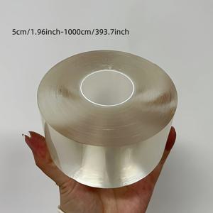 TEMU 1 롤 나노 양면 접착 테이프, 5CM 너비, 투명, 무자국, 고접착력, 방수, 재배치 가능, PET 재질, 다목적 스티커 스트립 마운팅용