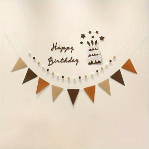 TEMU 4개의 펠트 생일 배너 화환 장식 세트, 삼각 깃발 깃발, 케이크 토퍼, 전기 불필요, 깃털 없음, 파티 용품, 사진 소품, 다양한 경우