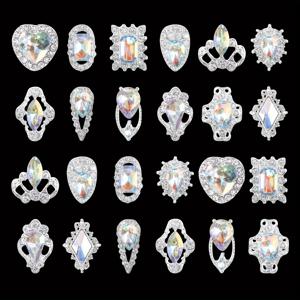 TEMU 24PCS 3D 럭셔리 네일 아트 라인스톤, 유리 AB 젬, DIY 네일 디자인, 공예 장신구 만들기, 무향 장식 키트
