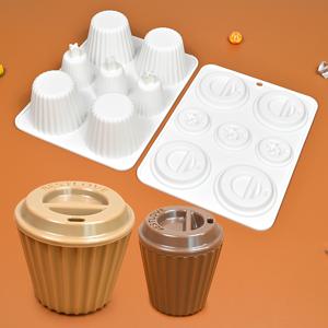 TEMU 1 세트 실리콘 3D 커피 컵 몰드 뚜껑 포함, 질감 있는 컵케이크 몰드 무스, 초콜릿, 퐁당, 하드 캔디, DIY 공예, 주방 베이킹 용품 - 다면체 모양, 수제, 크리스마스, 할로윈, 부활절, 하누카, 추수감사절에 적합