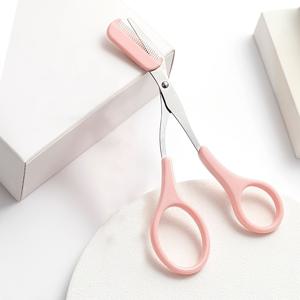 TEMU 정밀 눈썹 트리머 가위와 빗 - 안전하고 긁힘 없는 제모 및 모양 조정 도구, 남녀 공용, 핑크 핸들, 금속 이빨, 매끄러운 눈썹을 위한 완벽한 얼굴 관리 선물