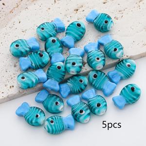 TEMU 5pcs 유리 물고기 비즈 주문, 다양한 색상, 유리 비즈 장식 DIY 보석 만들기, 공예, 헤어 액세서리, 휴대용 체인 액세서리