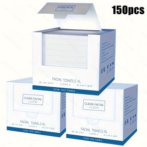TEMU 26*30Cm 50/150pcs 일회용 얼굴 수건, 초소프트, 피부 청소용 향수 없는 클렌징 와이프, 모든 피부 타입에 적합, 다목적 메이크업 리무버 및 두꺼운 클렌징 수건 -- 50장/박스