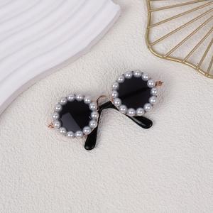 TEMU 1pc PawPals 애완동물 안경, 귀여운 라운드 안경, 모조 진주 액센트, 고양이와 개에게 유니버설 피트, 실내 및 실외 사용